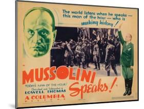 Mussolini Speaks!, Benito Mussolini (Top Left, Center and Far Right), 1933-null-Mounted Art Print