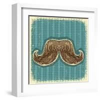 Mustaches Symbol Set On Old Paper Texture.Vintage Background-GeraKTV-Framed Art Print