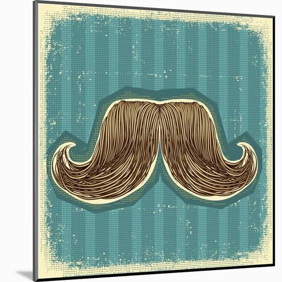 Mustaches Symbol Set On Old Paper Texture.Vintage Background-GeraKTV-Mounted Art Print