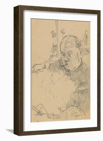 Mustachioed Man Seated, Drinking in a Bar with Two Other Men in Hats-Walter Richard Sickert-Framed Giclee Print