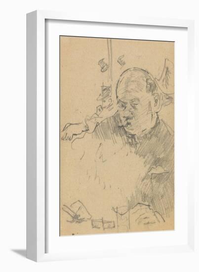 Mustachioed Man Seated, Drinking in a Bar with Two Other Men in Hats-Walter Richard Sickert-Framed Giclee Print