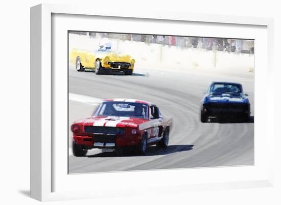 Mustang and Corvette Racing Watercolor-NaxArt-Framed Art Print