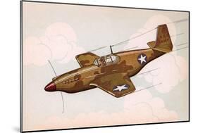 Mustang Fighter Plane-null-Mounted Art Print