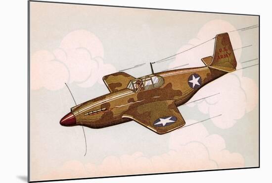 Mustang Fighter Plane-null-Mounted Art Print
