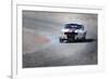 Mustang on Race Track Watercolor-NaxArt-Framed Premium Giclee Print