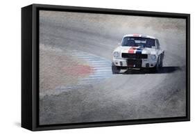 Mustang on Race Track Watercolor-NaxArt-Framed Stretched Canvas