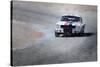 Mustang on Race Track Watercolor-NaxArt-Stretched Canvas