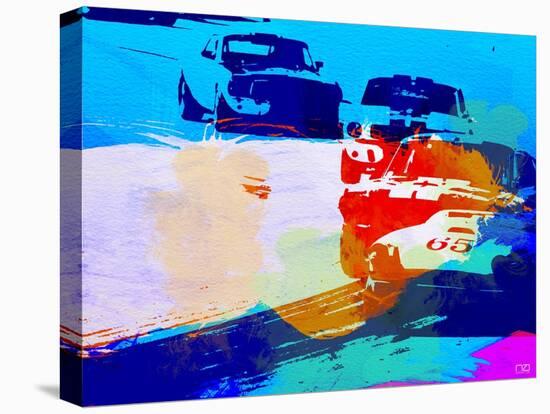Mustang On The Race Track Watercolor-NaxArt-Stretched Canvas