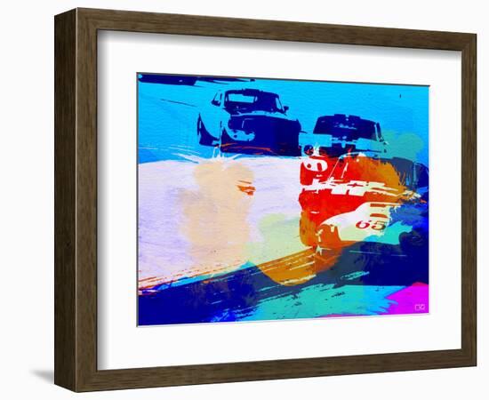 Mustang On The Race Track Watercolor-NaxArt-Framed Art Print