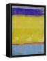 Mustard and Blue Abstract Study-Emma Moore-Framed Stretched Canvas