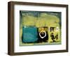 Mustard and Sea Green Abstract Study-Emma Moore-Framed Art Print