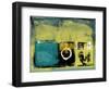 Mustard and Sea Green Abstract Study-Emma Moore-Framed Art Print