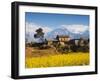 Mustard Fields with the Annapurna Range of the Himalayas in the Background, Gandaki, Nepal, Asia-Mark Chivers-Framed Premium Photographic Print