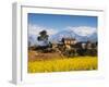 Mustard Fields with the Annapurna Range of the Himalayas in the Background, Gandaki, Nepal, Asia-Mark Chivers-Framed Premium Photographic Print