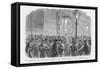 Mustering of Citizens at Railroad and Telegraph Office after Hearing About Morgan's Raid-Frank Leslie-Framed Stretched Canvas