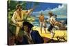 Mutineers from the Bounty Land on Pitcairn Island-Severino Baraldi-Stretched Canvas