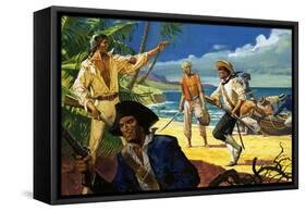Mutineers from the Bounty Land on Pitcairn Island-Severino Baraldi-Framed Stretched Canvas