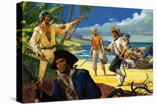 Mutineers from the Bounty Land on Pitcairn Island-Severino Baraldi-Stretched Canvas