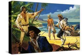 Mutineers from the Bounty Land on Pitcairn Island-Severino Baraldi-Stretched Canvas