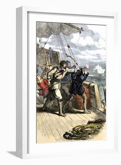 Mutineers Send Henry Hudson and His Son Overboard to Die Adrift in a Small Boat in the Arctic 1611-null-Framed Giclee Print