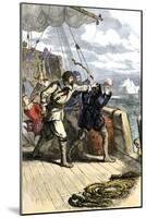 Mutineers Send Henry Hudson and His Son Overboard to Die Adrift in a Small Boat in the Arctic 1611-null-Mounted Giclee Print