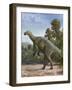 Muttaburrasaurus Langdoni in a Prehistoric Environment-null-Framed Art Print