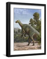 Muttaburrasaurus Langdoni in a Prehistoric Environment-null-Framed Art Print