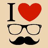 Print I Love Hipster Glasses And Mustaches-mvasya-Art Print