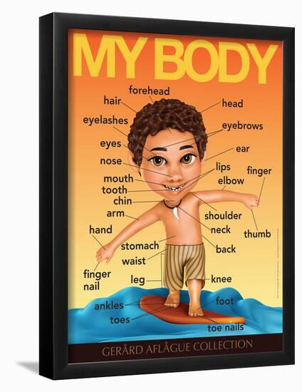 My Body (Surfer Boy) in English-Gerard Aflague Collection-Framed Poster