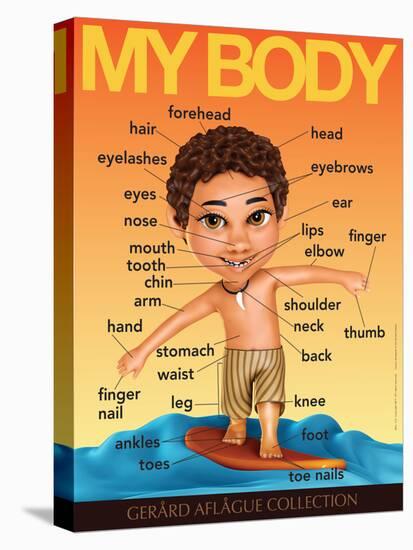 My Body (Surfer Boy) in English-Gerard Aflague Collection-Stretched Canvas