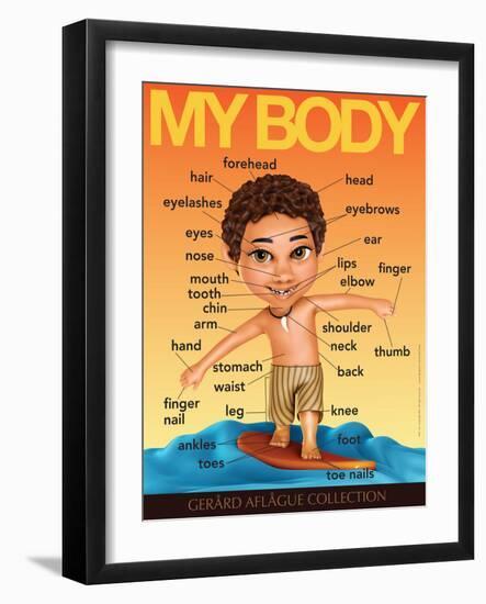 My Body (Surfer Boy) in English-Gerard Aflague Collection-Framed Art Print