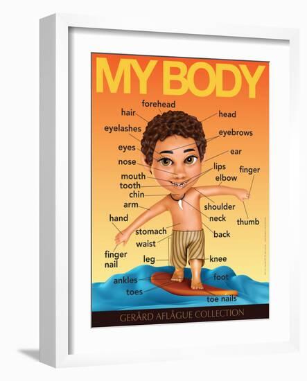 My Body (Surfer Boy) in English-Gerard Aflague Collection-Framed Art Print