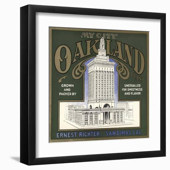 My City Oakland Brand - San Dimas, California - Citrus Crate Label-Lantern Press-Framed Art Print