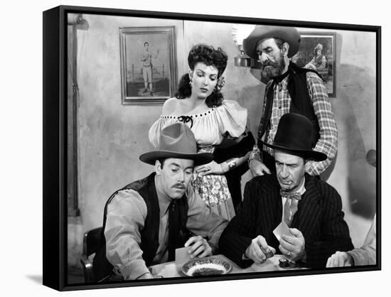 MY DARLING CLEMENTINE, 1946 directed by JOHN FORD Linda Darnell and Henry Fonda (b/w photo)-null-Framed Stretched Canvas