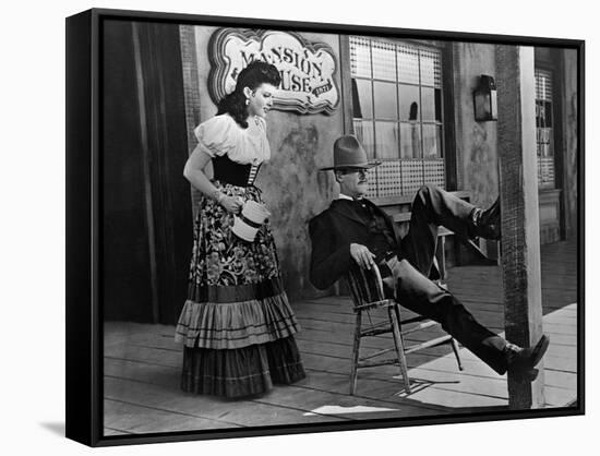 MY DARLING CLEMENTINE, 1946 directed by JOHN FORD Linda Darnell and Henry Fonda (b/w photo)-null-Framed Stretched Canvas