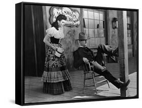 MY DARLING CLEMENTINE, 1946 directed by JOHN FORD Linda Darnell and Henry Fonda (b/w photo)-null-Framed Stretched Canvas