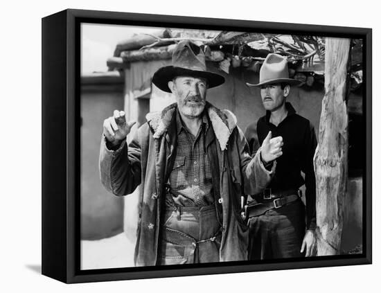 MY DARLING CLEMENTINE, 1946 directed by JOHN FORD Walter Brennan and Heny Fonda (b/w photo)-null-Framed Stretched Canvas