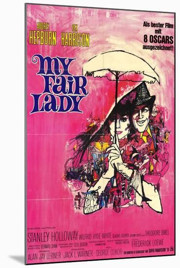 My Fair Lady, German Movie Poster, 1964-null-Mounted Art Print