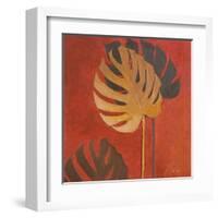 My Fashion Leaves on Red I-Patricia Pinto-Framed Art Print