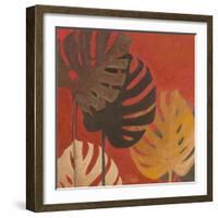 My Fashion Leaves on Red II-Patricia Pinto-Framed Art Print