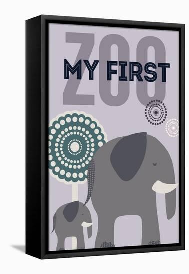 My First Zoo - Elephant - Purple-Lantern Press-Framed Stretched Canvas