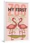 My First Zoo - Flamingo - Pink-Lantern Press-Framed Art Print