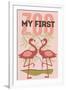 My First Zoo - Flamingo - Pink-Lantern Press-Framed Art Print