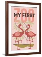 My First Zoo - Flamingo - Pink-Lantern Press-Framed Art Print