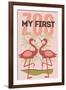 My First Zoo - Flamingo - Pink-Lantern Press-Framed Art Print