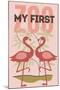 My First Zoo - Flamingo - Pink-Lantern Press-Mounted Art Print