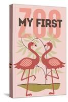 My First Zoo - Flamingo - Pink-Lantern Press-Stretched Canvas