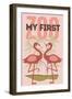 My First Zoo - Flamingo - Pink-Lantern Press-Framed Art Print