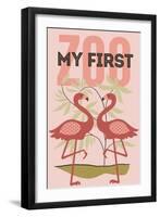 My First Zoo - Flamingo - Pink-Lantern Press-Framed Art Print