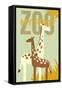 My First Zoo - Giraffe - Yellow-Lantern Press-Framed Stretched Canvas